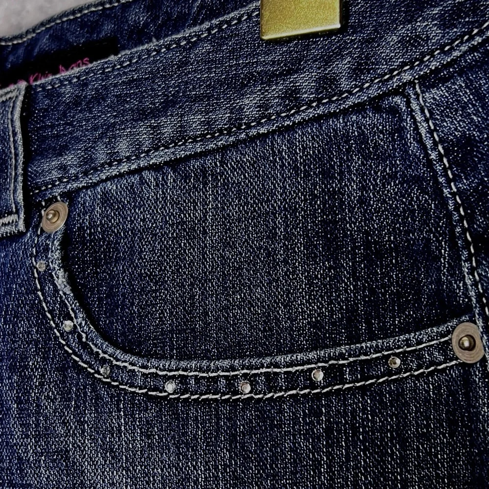 Calvin Klein Y2K Dark Wash Denim Mini Skirt Crystal Embellished Juniors 9